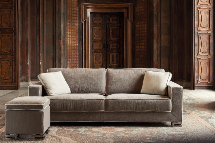 Garrison sofa with ruched cover.