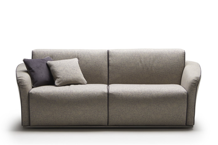 Groove fabric 3-seat couch with chromed metal tube base