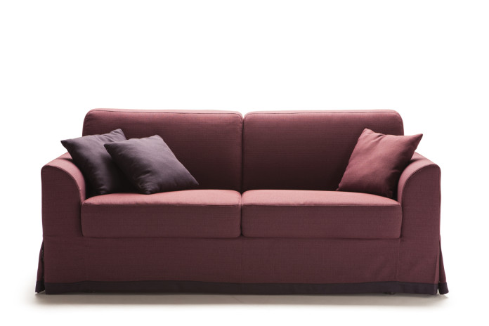 Ellis sofa with modern curved armrests.
