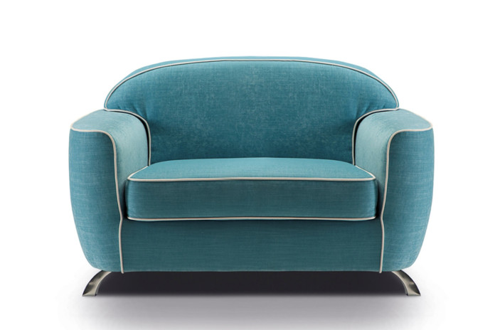 Charles velvet armchair with a retro style