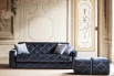 Luxury setting with Douglas sofa bed. Completed with 2 ottomans from the same collection.