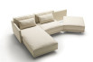 Dennis sofa bed with rotating seat and chaise longue equipped with optional armrest.