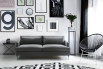 Contemporary sofa bed with narrow arms and metal legs