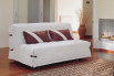 Ginger fold out sofa bed - a total white look with contrasting buttons.