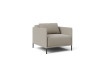 Lounge armchair with narrow armrests and high feet