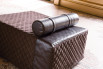 Detail of the Akera eco-leather insert with a matching roll cushion