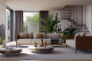 modulares zweifarbiges Sofa aus Leder und Stoff Marsalis