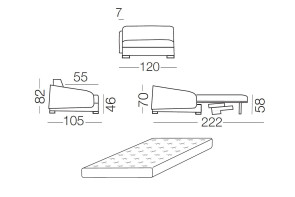 Vivien - module 1 place convertible pour canapé, dimensions