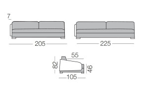 Vivien - module 3 places pour canapé, dimensions