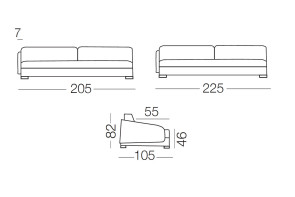 Vivien - module 3 places pour canapé, dimensions